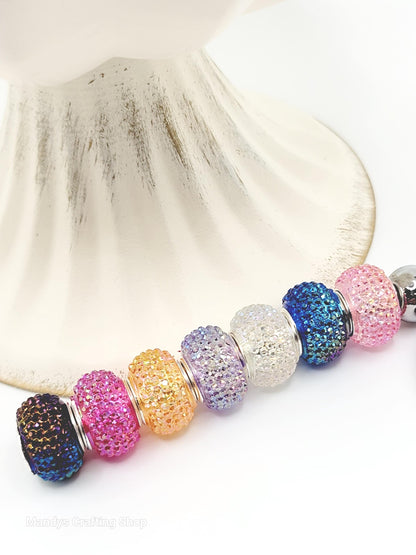 14mm Iridescent Faceted Acrylic Spacer Beads (Pack of 5)