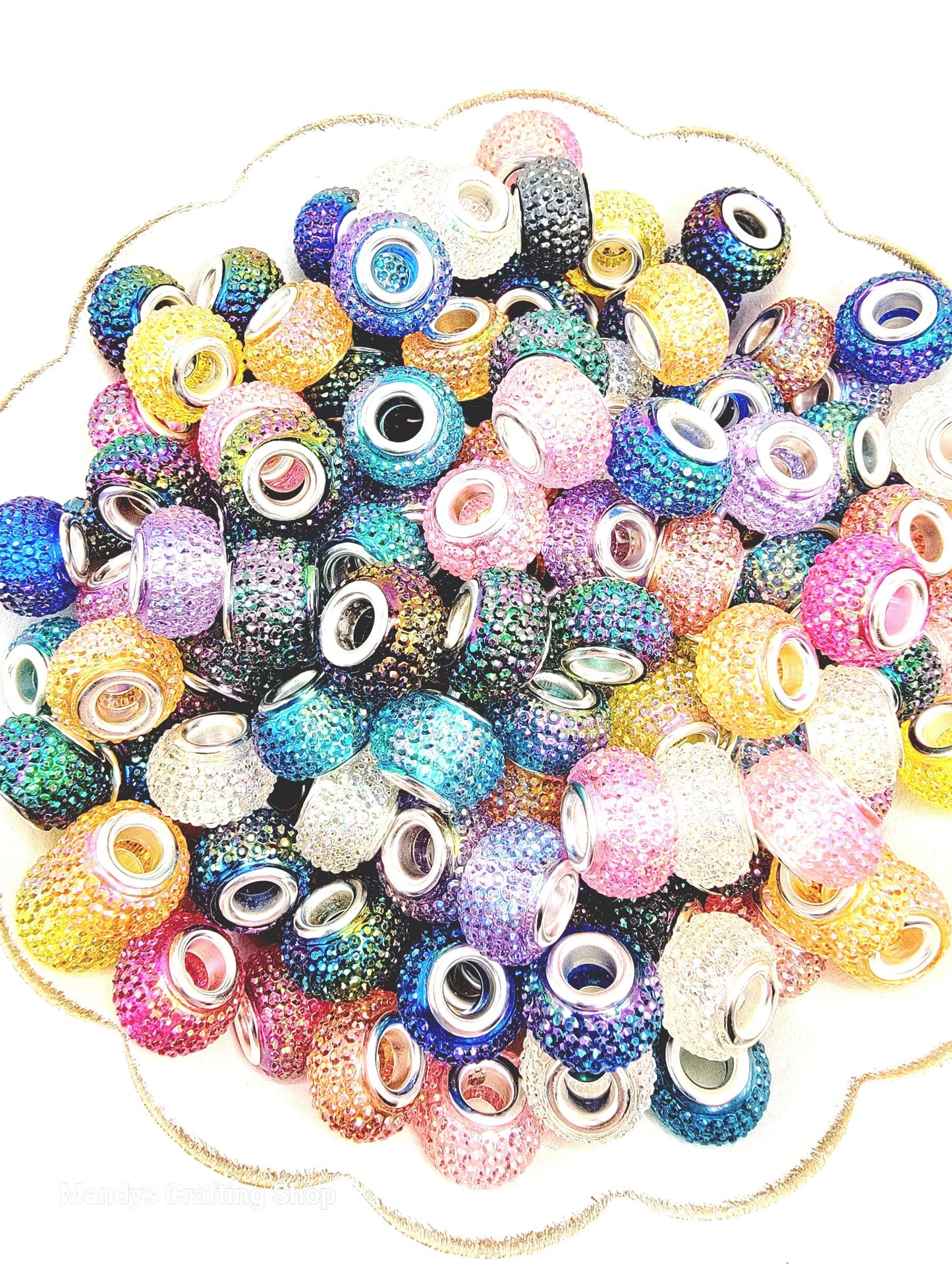 14mm Iridescent Faceted Acrylic Spacer Beads (Pack of 5)
