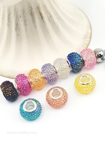 14mm Iridescent Faceted Acrylic Spacer Beads (Pack of 5)