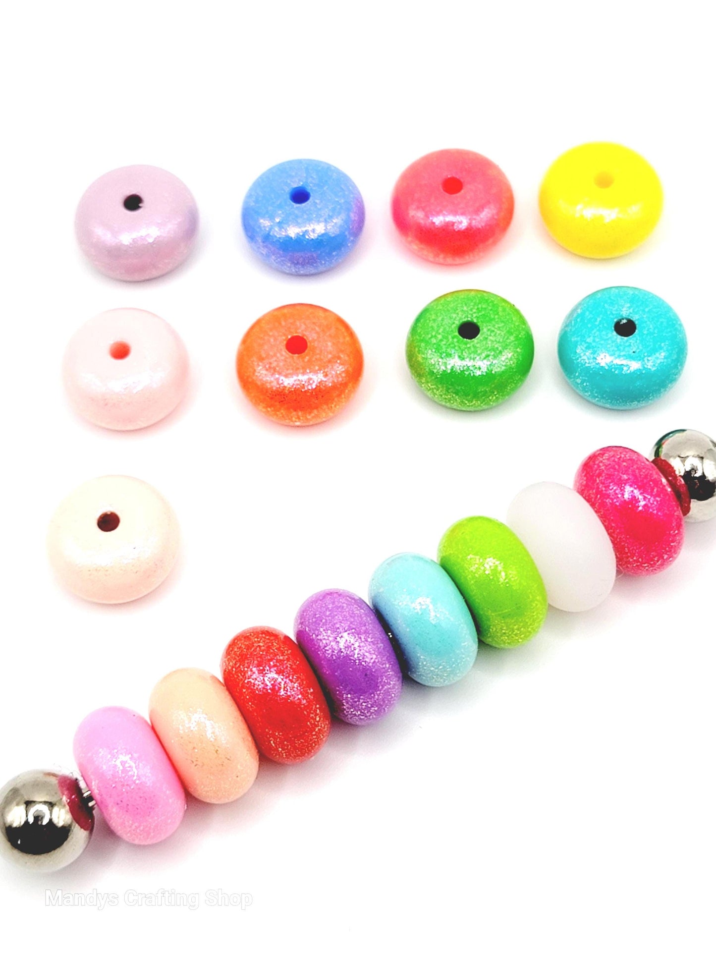 Pink Opal Shimmer Abacus Silicone Beads – 14mm (Set of 10)