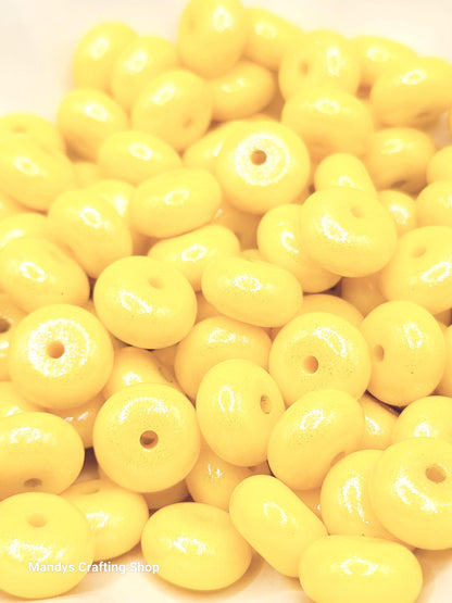 Yellow Opal Shimmer Abacus Silicone Beads – 14mm (Set of 10)
