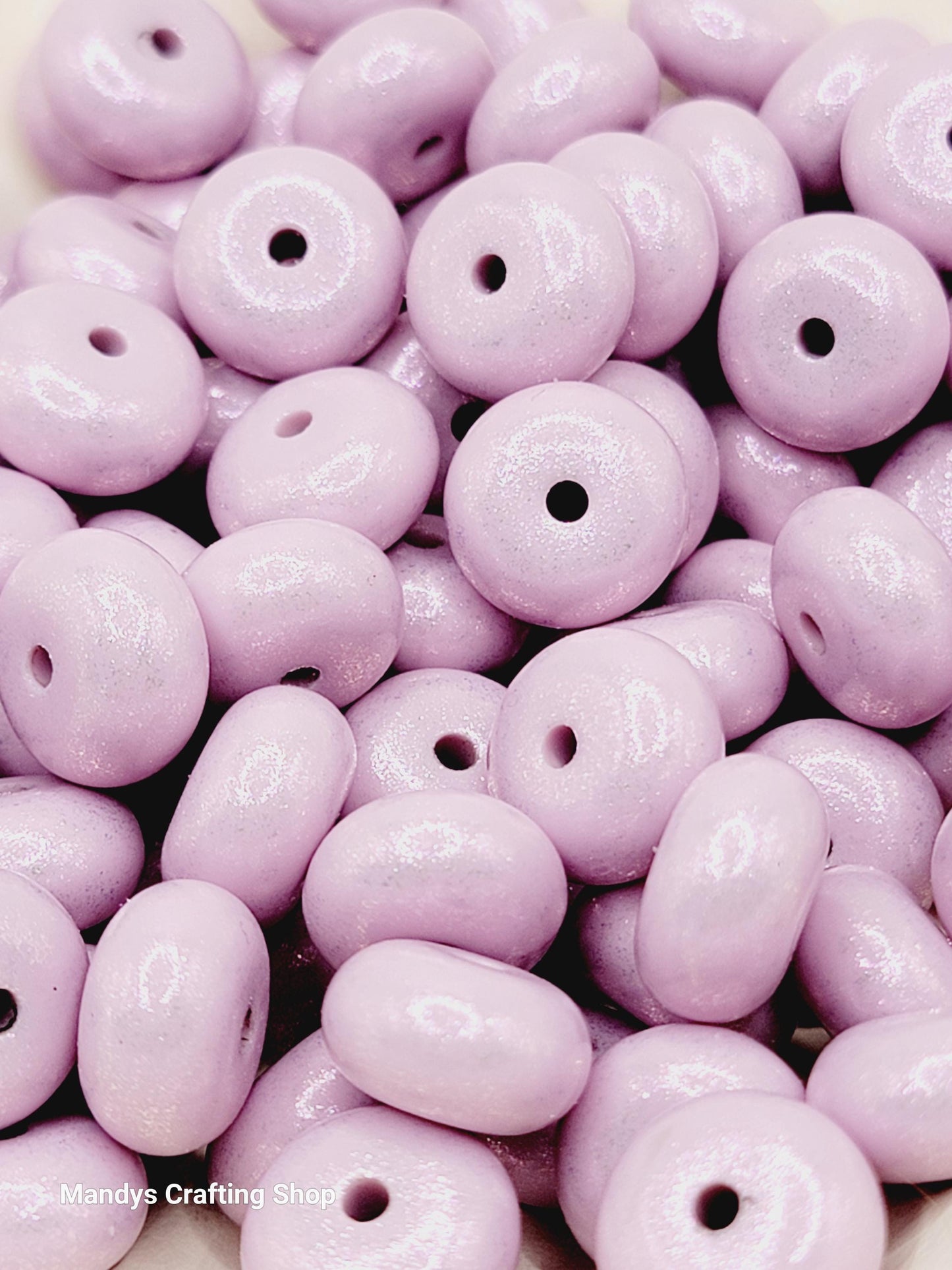 Light Purple Opal Shimmer Abacus Silicone Beads – 14mm (Set of 10)