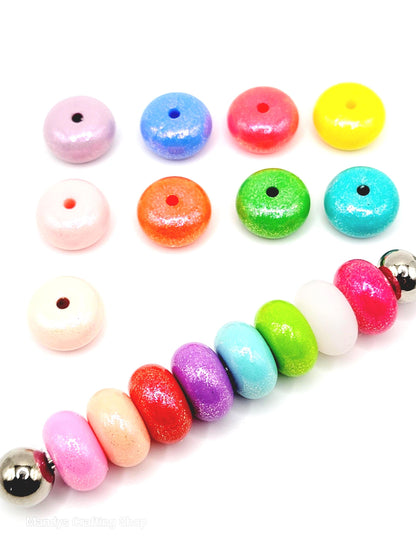 Turquoise Opal Shimmer Abacus Silicone Beads – 14mm (Set of 10)