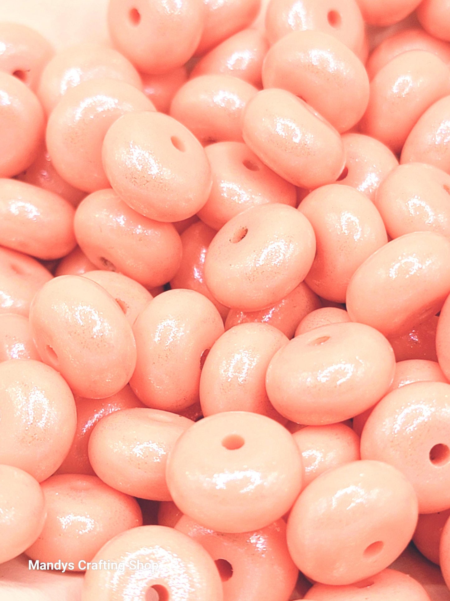 Light Orange Opal Shimmer Abacus Silicone Beads – 14mm (Set of 10)
