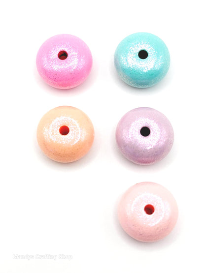 Light Orange Opal Shimmer Abacus Silicone Beads – 14mm (Set of 10)