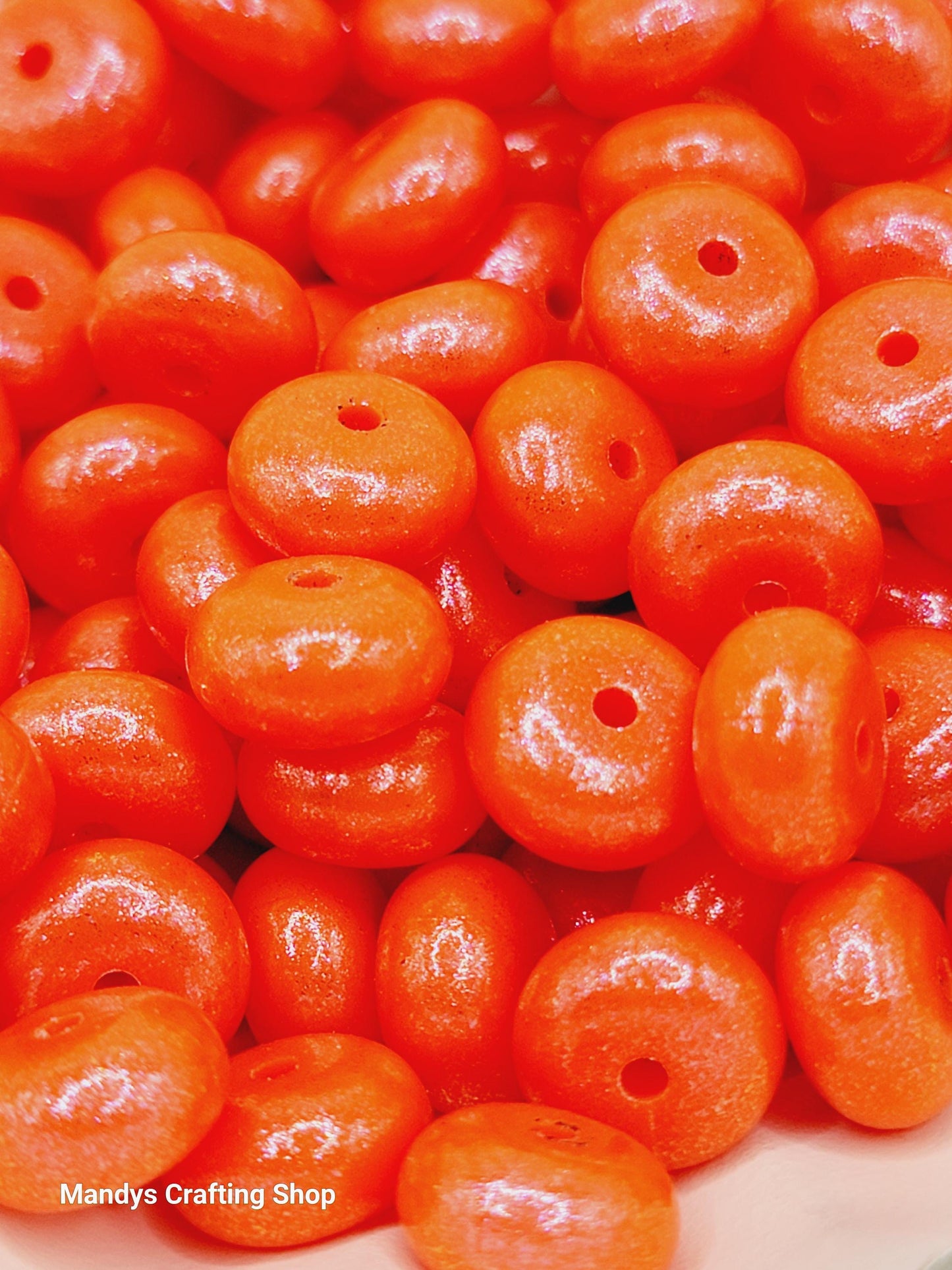Orange Opal Shimmer Abacus Silicone Beads – 14mm (Set of 10)