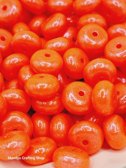 Orange Opal Shimmer Abacus Silicone Beads – 14mm (Set of 10)