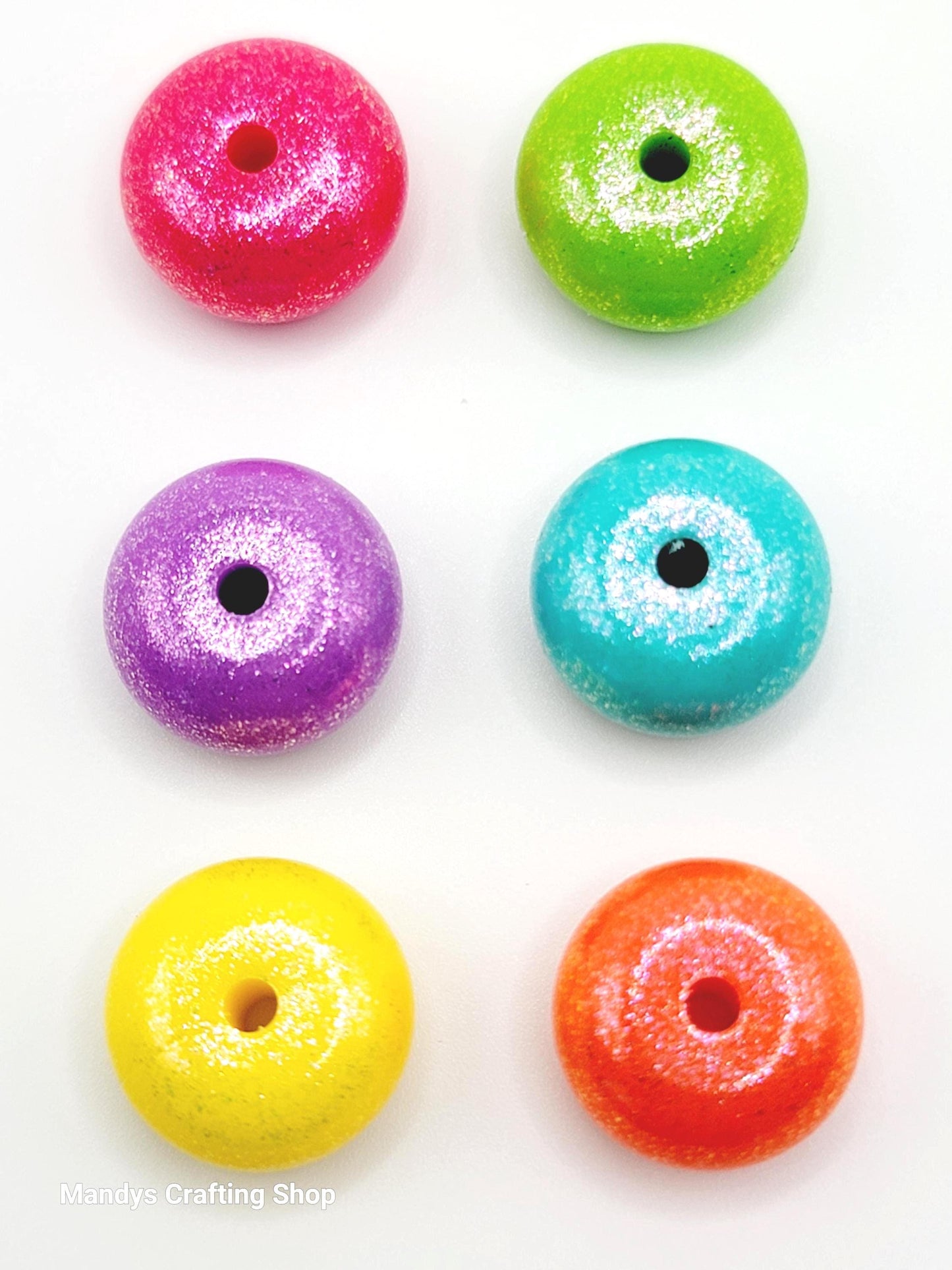 Lime Green Opal Shimmer Abacus Silicone Beads – 14mm (Set of 10)