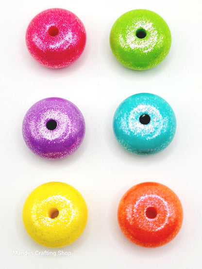 Lime Green Opal Shimmer Abacus Silicone Beads – 14mm (Set of 10)