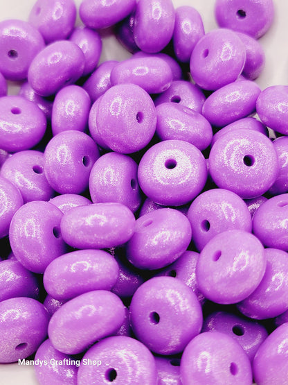 Purple Opal Shimmer Abacus Silicone Beads – 14mm (Set of 10)