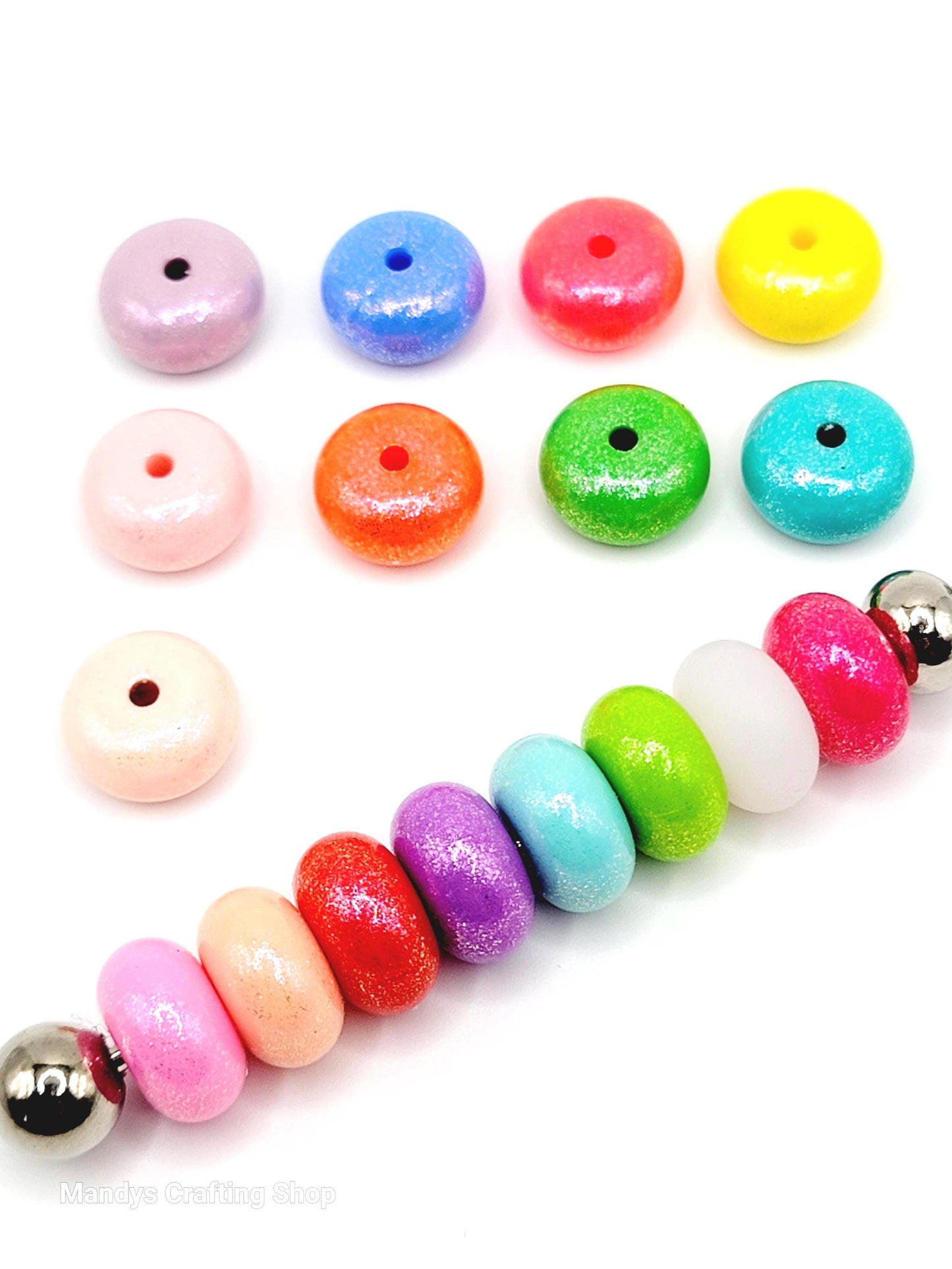 Purple Opal Shimmer Abacus Silicone Beads – 14mm (Set of 10)