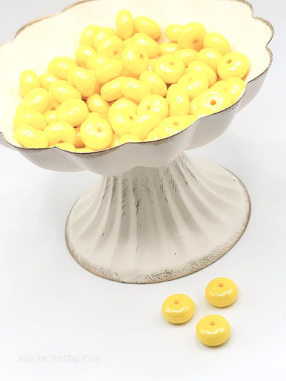 Yellow Opal Shimmer Abacus Silicone Beads – 14mm (Set of 10)