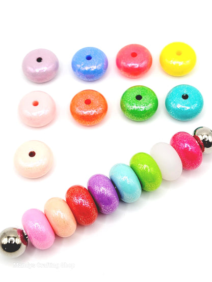 Light Purple Opal Shimmer Abacus Silicone Beads – 14mm (Set of 10)