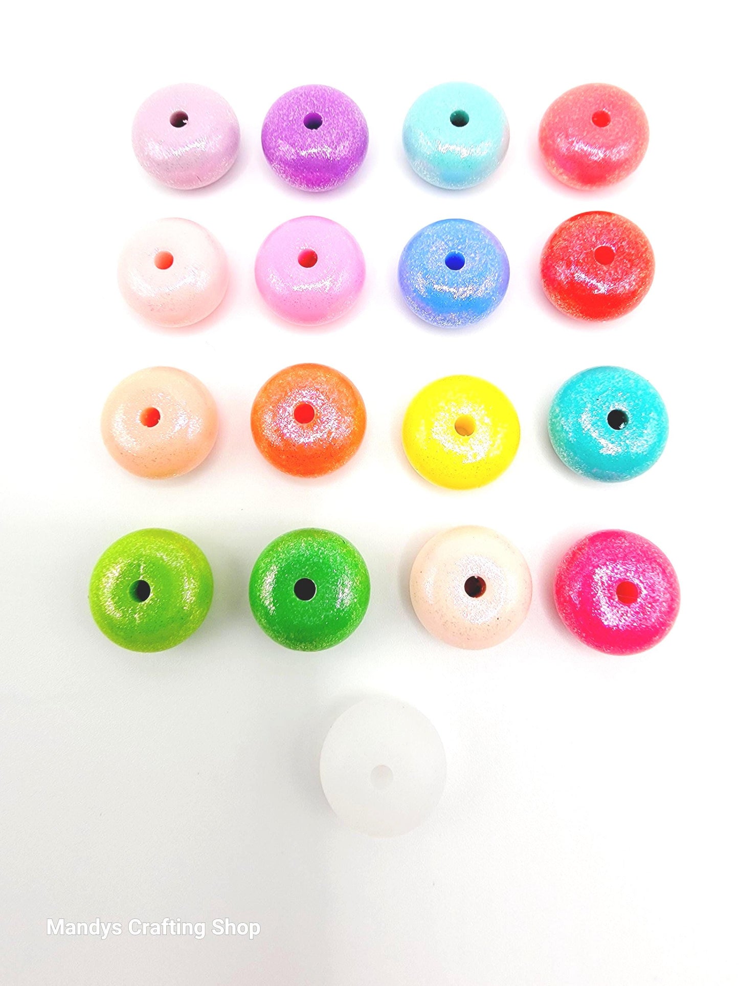 Light Purple Opal Shimmer Abacus Silicone Beads – 14mm (Set of 10)