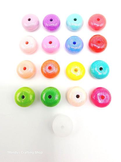 Light Purple Opal Shimmer Abacus Silicone Beads – 14mm (Set of 10)