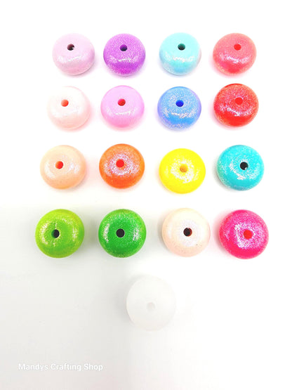 Turquoise Opal Shimmer Abacus Silicone Beads – 14mm (Set of 10)