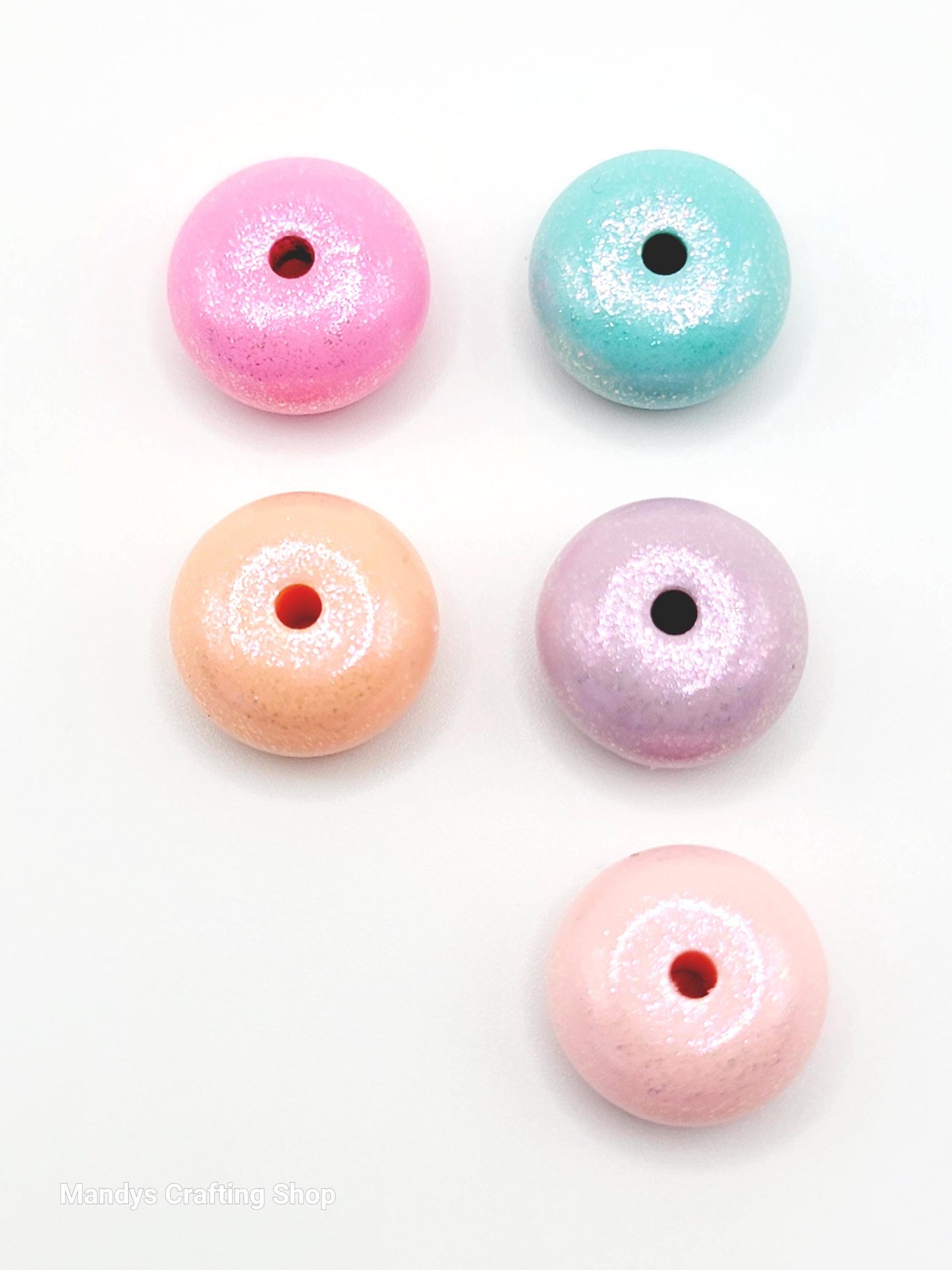 Light Pink Opal Shimmer Abacus Silicone Beads – 14mm (Set of 10)