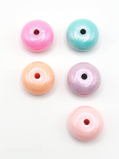 Light Pink Opal Shimmer Abacus Silicone Beads – 14mm (Set of 10)