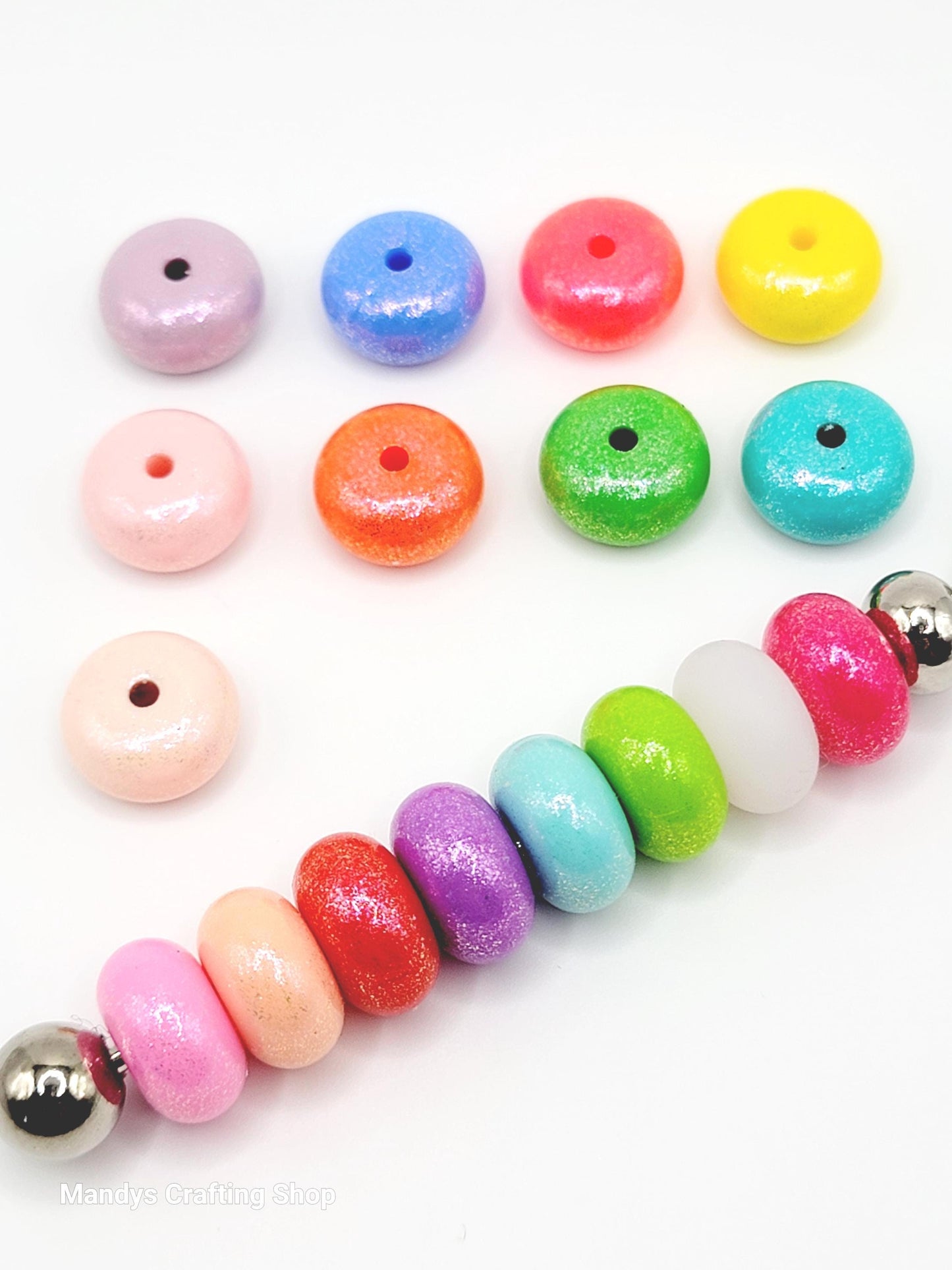 Light Orange Opal Shimmer Abacus Silicone Beads – 14mm (Set of 10)