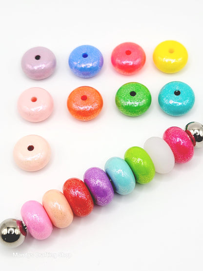 Light Orange Opal Shimmer Abacus Silicone Beads – 14mm (Set of 10)