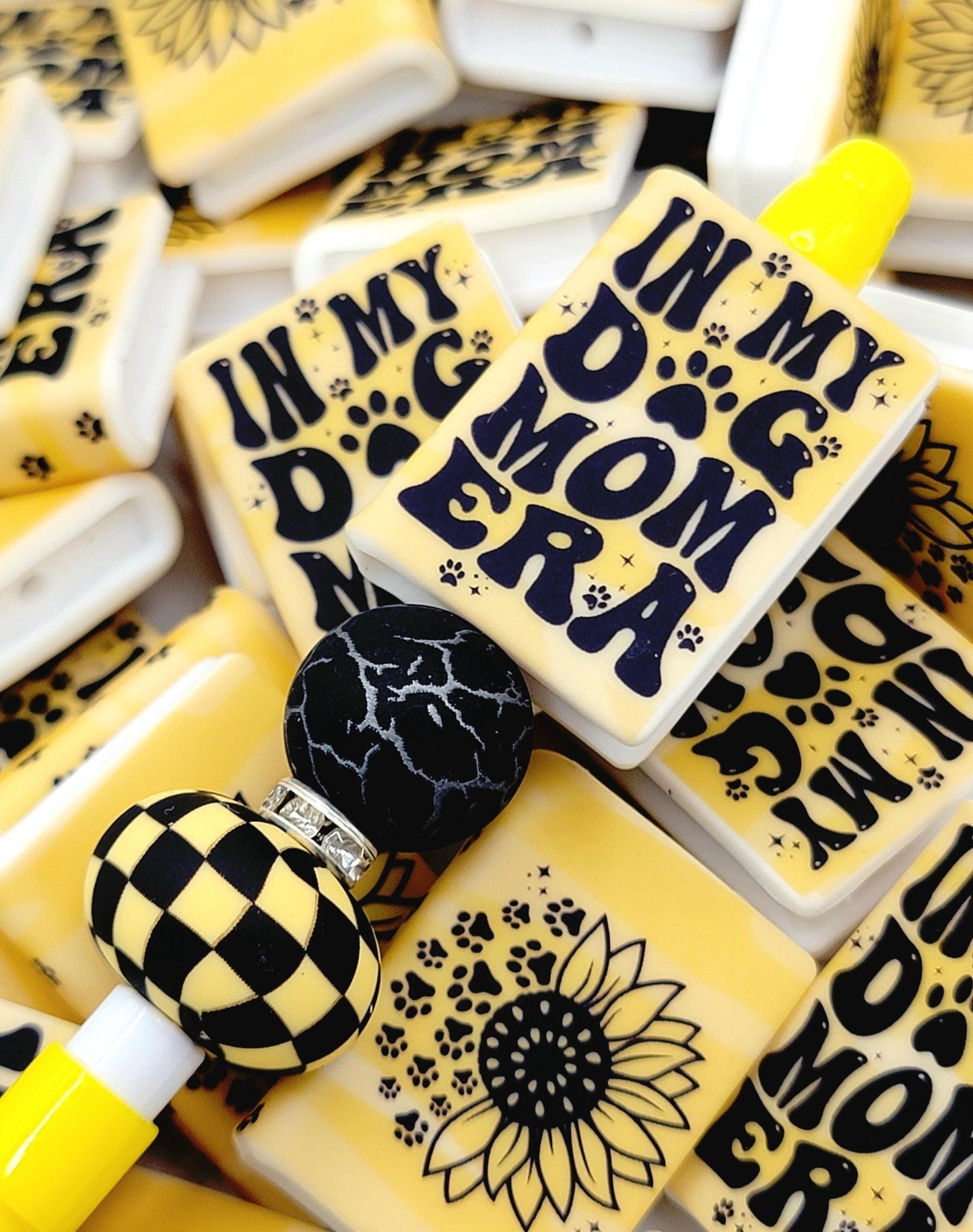 Dog Mom Era Book Silicone Focal Bead – Paw Print Journal Focal Bead (Set of 1 or 2)