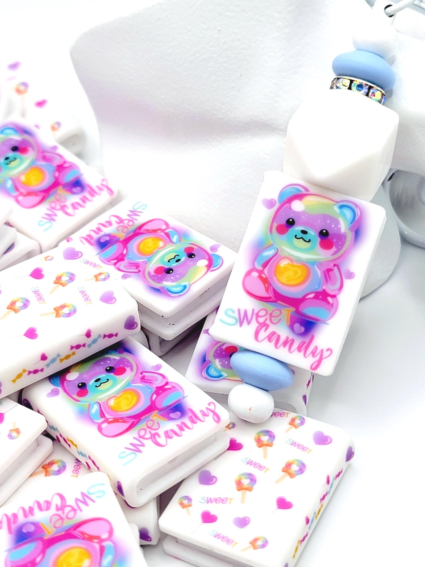 Candy Bear Silicone Book Focal Bead – Valentine’s Day Journal Pen Bead (Set of 1 or 2)