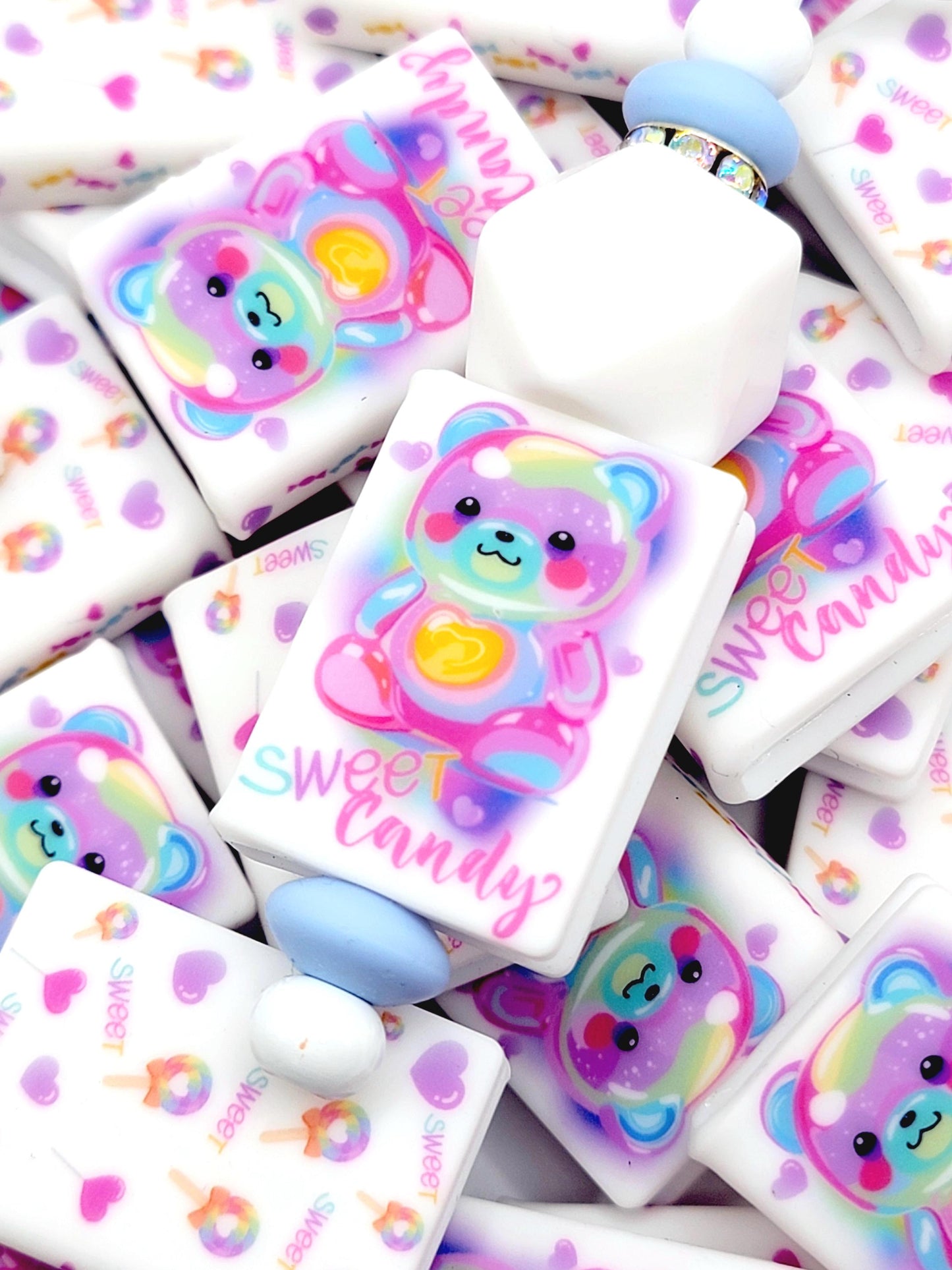 Candy Bear Silicone Book Focal Bead – Valentine’s Day Journal Pen Bead (Set of 1 or 2)