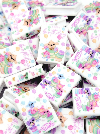 Birthday Dogs Book Silicone Focal Bead – Happy Birthday Journal Pen Bead (Set of 1 or 2)