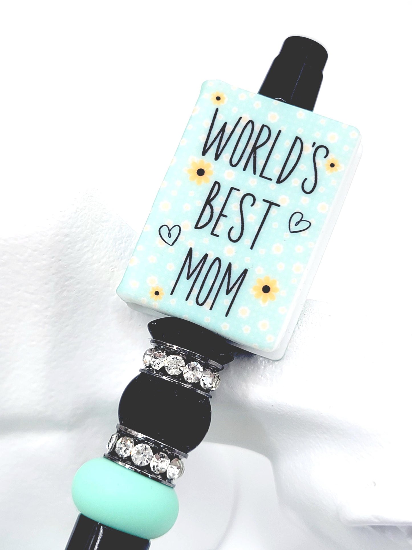 World’s Best Mom Book Silicone Focal Bead – Mom Journal Pen Bead (Set of 1 or 2)