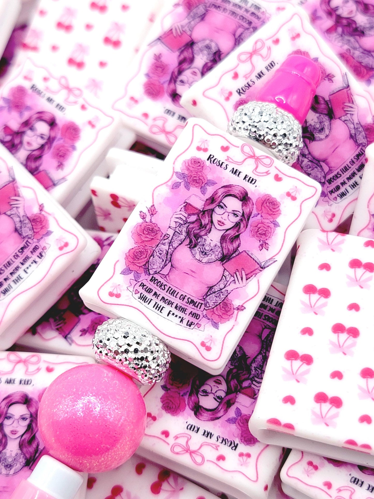Sassy Reading Book Silicone Focal Bead – Funny Smut Journal Pen Bead (Set of 1 or 2)