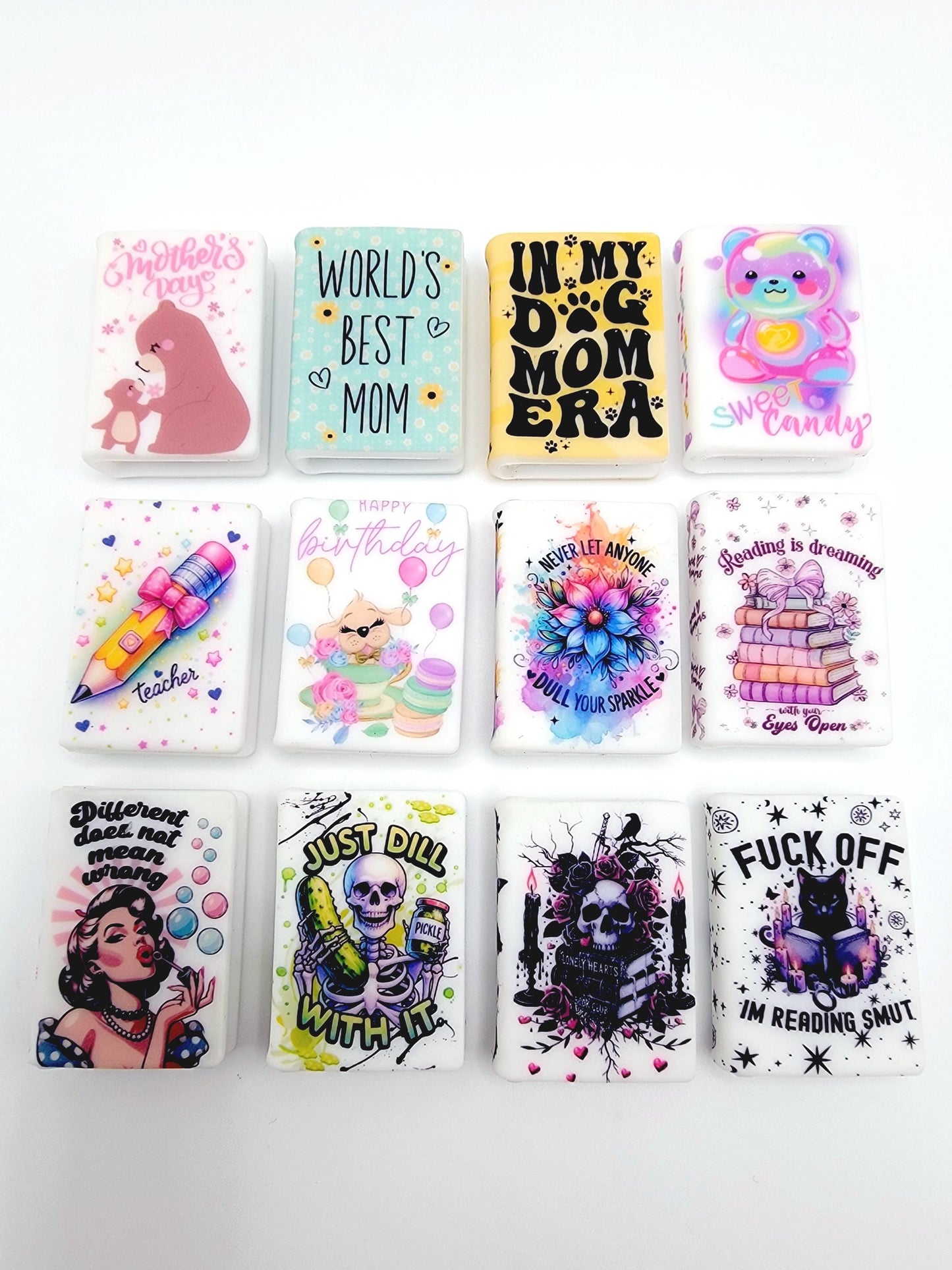 Sassy Reading Book Silicone Focal Bead – Funny Smut Journal Pen Bead (Set of 1 or 2)