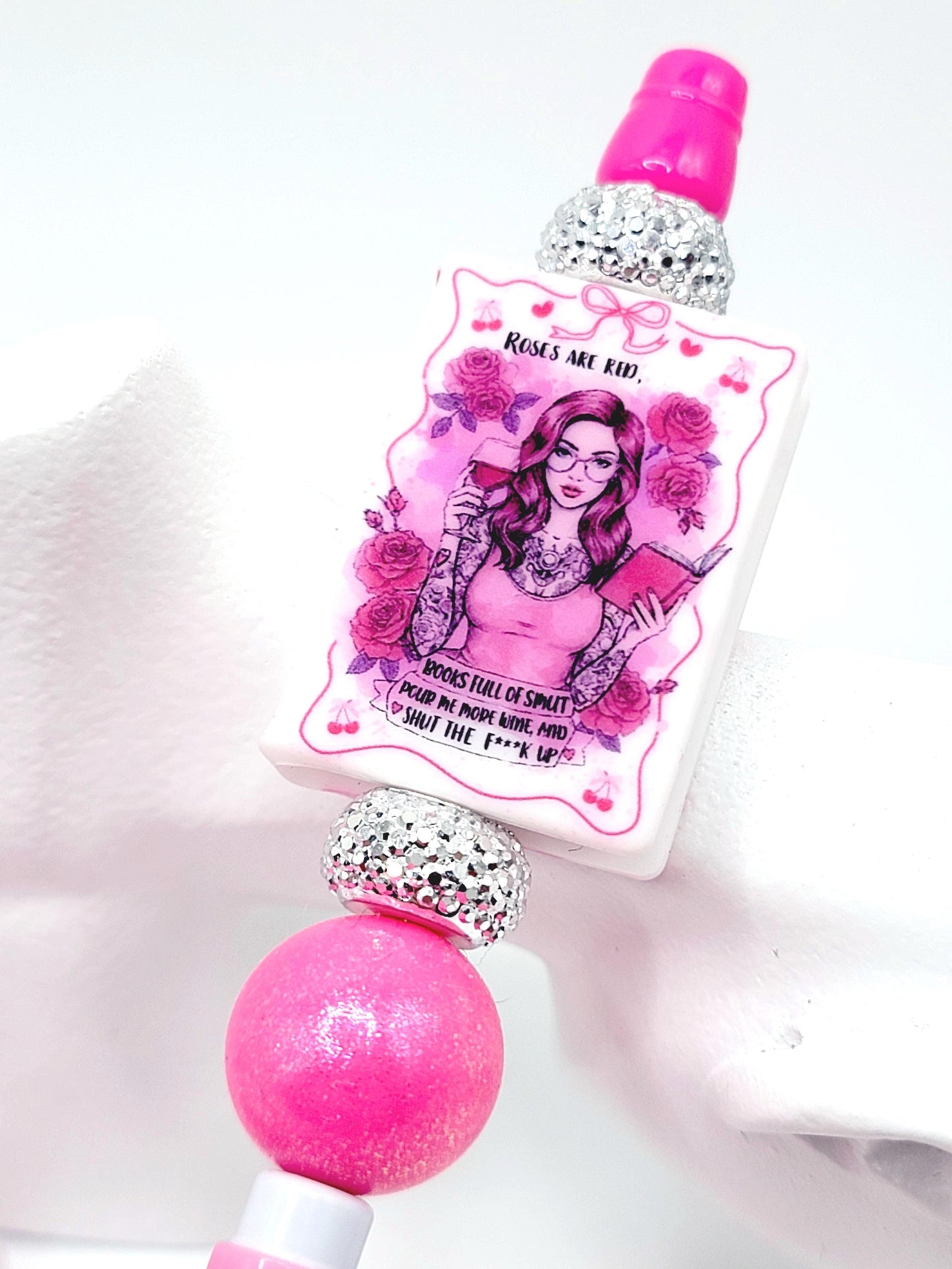 Sassy Reading Book Silicone Focal Bead – Funny Smut Journal Pen Bead (Set of 1 or 2)