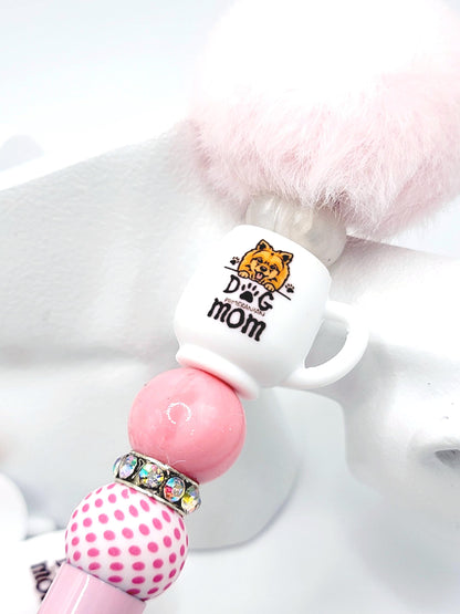 Pomeranian Dog Mom 3D Cup Silicone Focal Bead – Dog Lover Pen Bead (Set of 1, 2 or 5)
