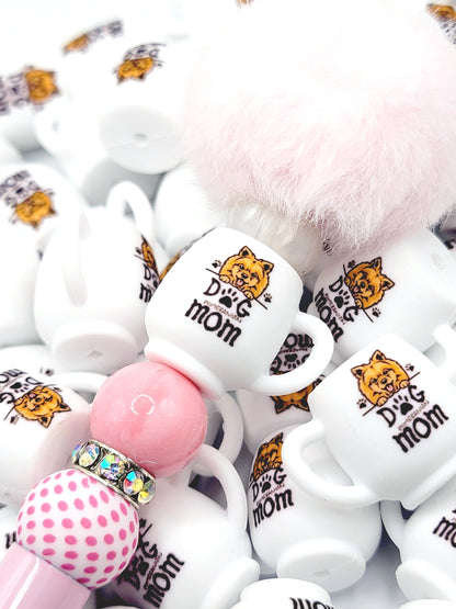 Pomeranian Dog Mom 3D Cup Silicone Focal Bead – Dog Lover Pen Bead (Set of 1, 2 or 5)