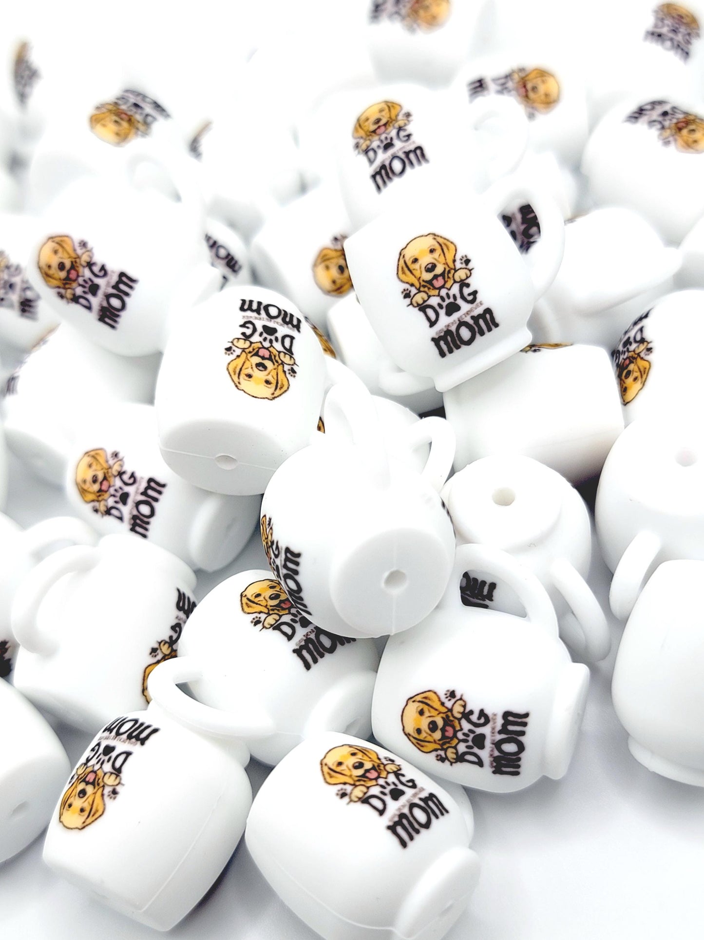 Golden Retriever Dog Mom 3D Cup Silicone Focal Bead – Dog Lover Pen Bead (Set of 1, 2 or 5)