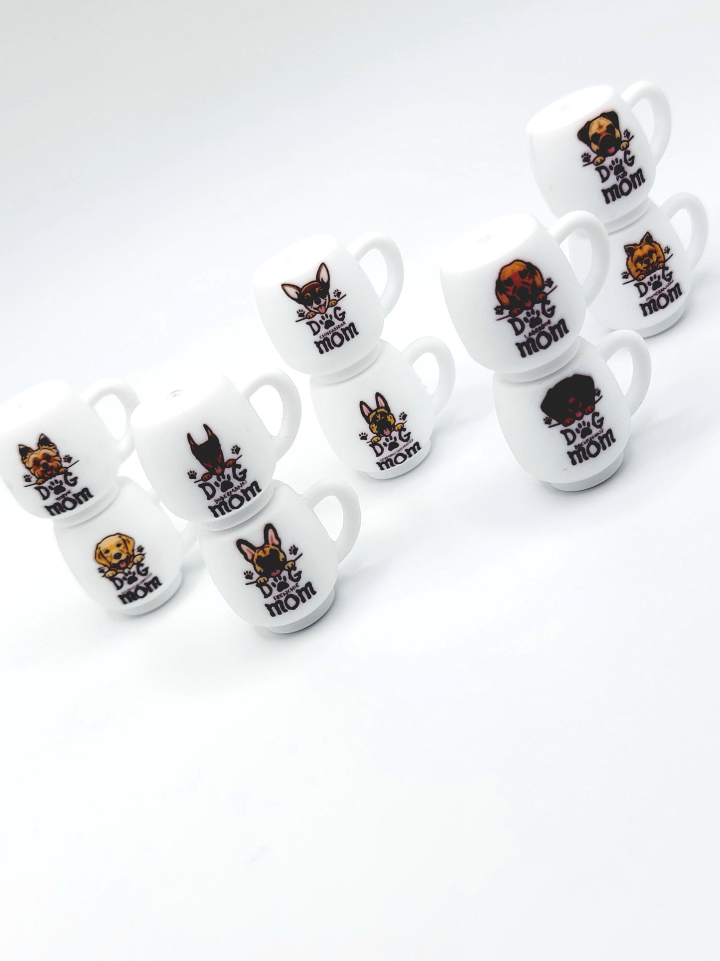 Labrador Dog Mom 3D Cup Silicone Focal Bead – Dog Lover Pen Bead (Set of 1, 2 or 5)