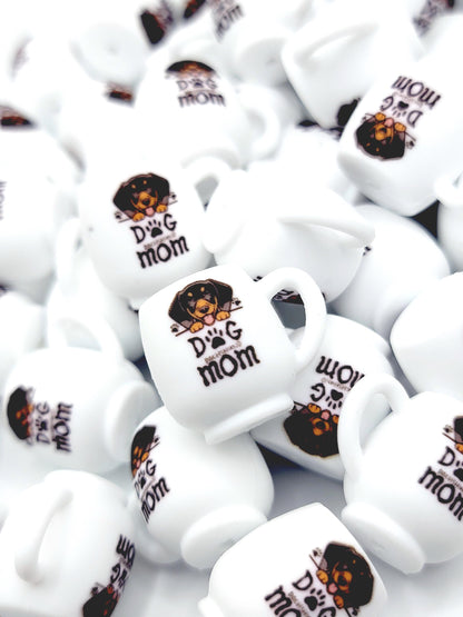 Dachshund Dog Mom 3D Cup Silicone Focal Bead – Dog Lover Pen Bead (Set of 1, 2 or 5)