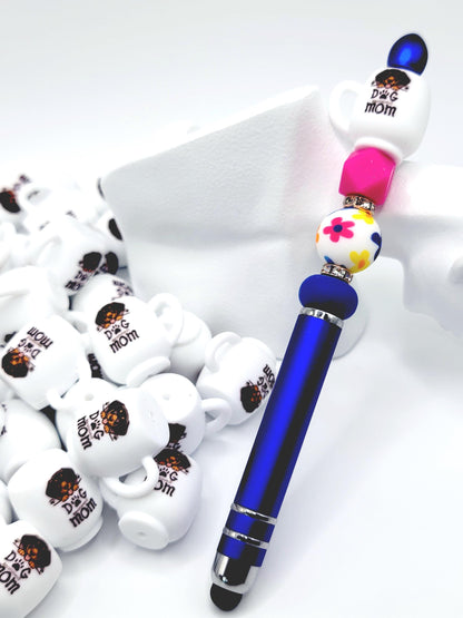 Dachshund Dog Mom 3D Cup Silicone Focal Bead – Dog Lover Pen Bead (Set of 1, 2 or 5)