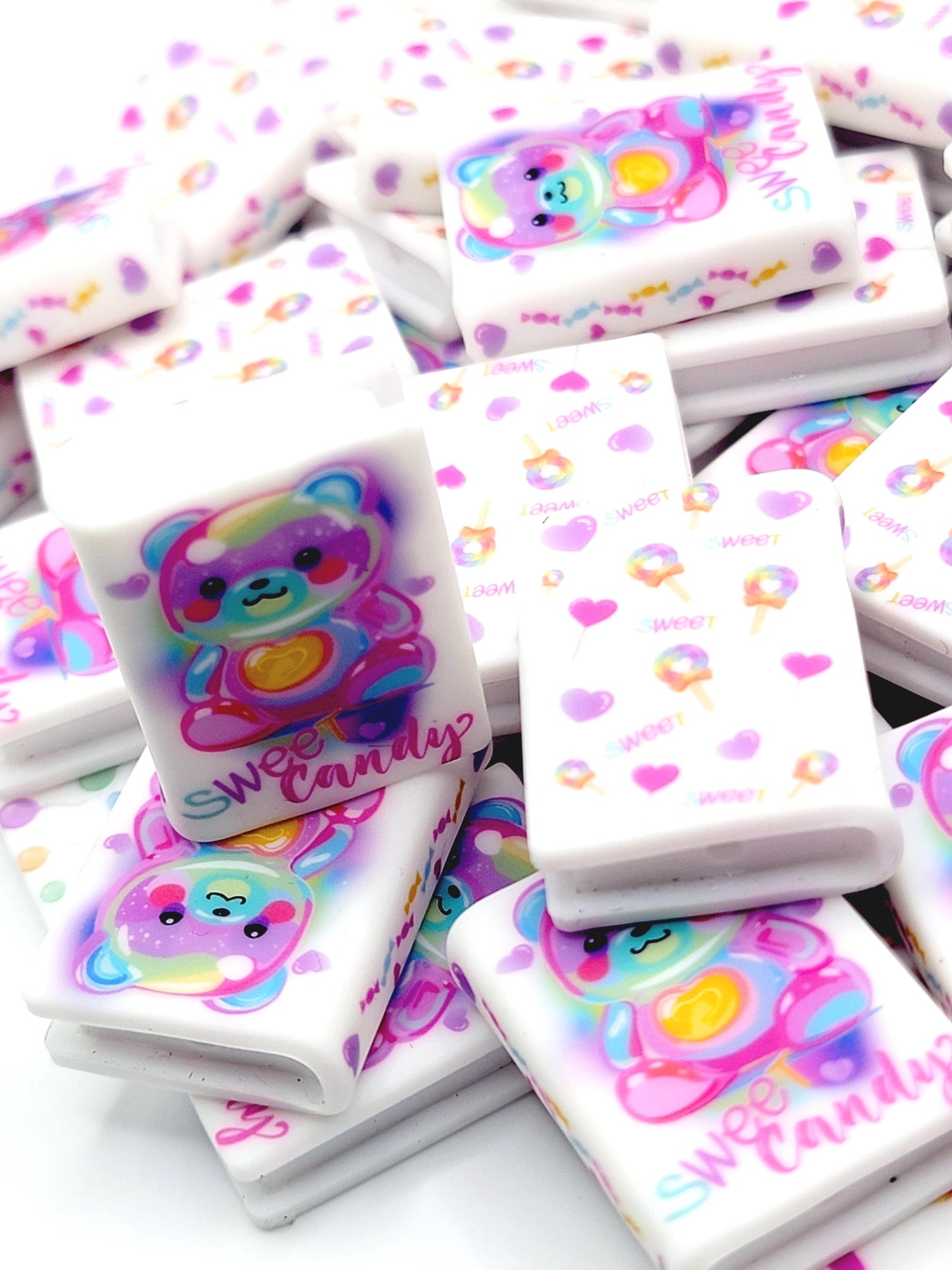 Candy Bear Silicone Book Focal Bead – Valentine’s Day Journal Pen Bead (Set of 1 or 2)
