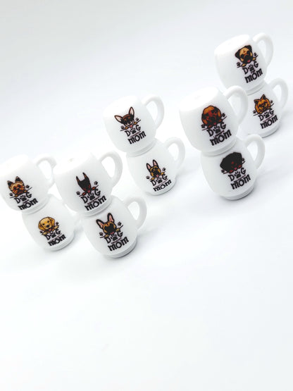 Dobermann Dog Mom 3D Cup Silicone Focal Bead – Dog Lover Pen Bead (Set of 1, 2 or 5)