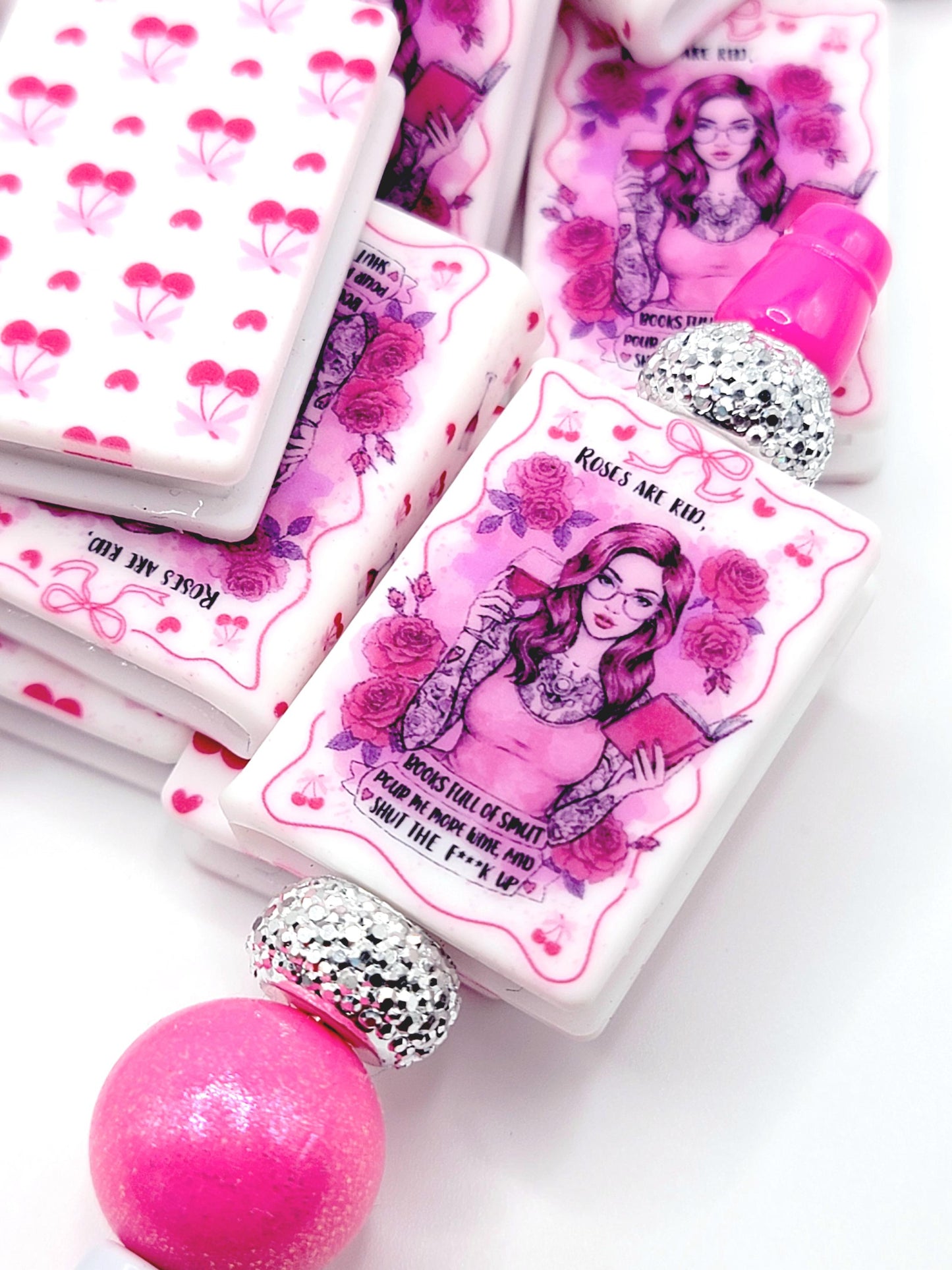 Sassy Reading Book Silicone Focal Bead – Funny Smut Journal Pen Bead (Set of 1 or 2)
