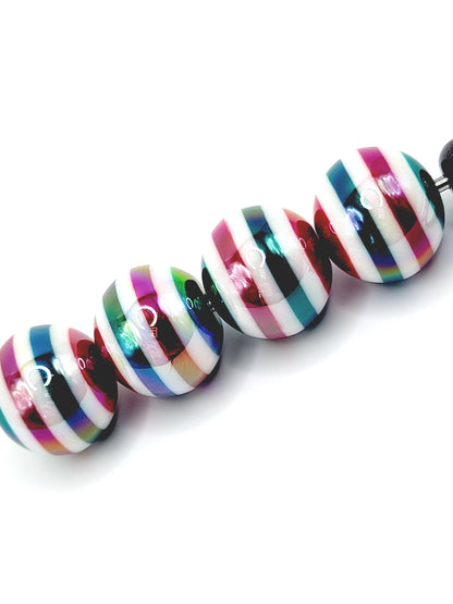 20mm Christmas Stripe Bubblegum Beads (Set of 5) – Holiday Mix