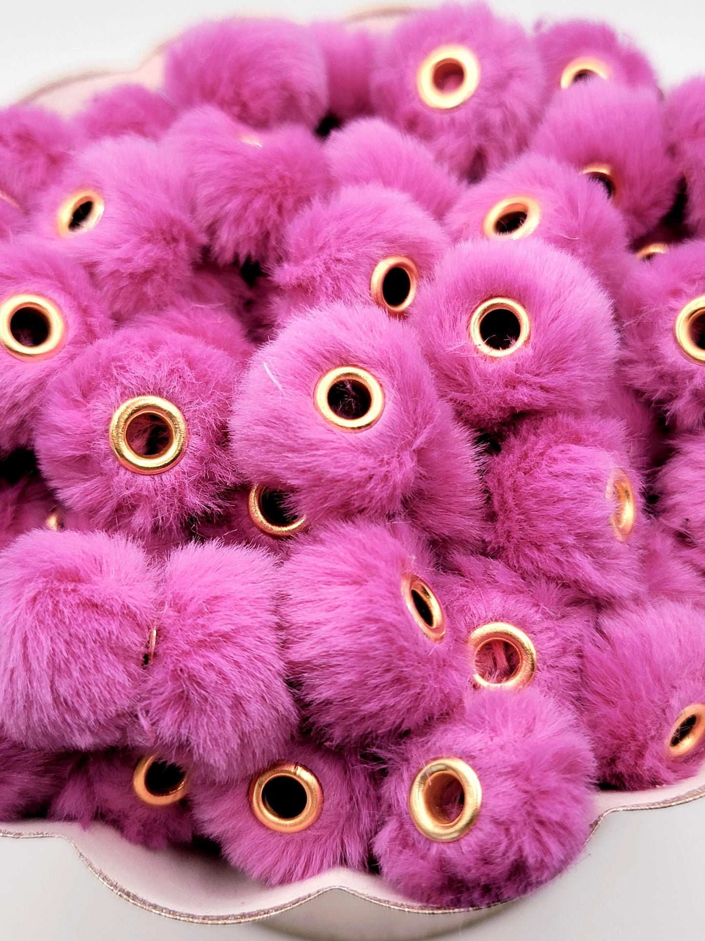 SET OF 10, Fuzzy Beads Spacer, Purple Pink Beads, Magenta Faux Fur Beads, Bead For Pen, Pom Pom Bead, Spacer Beads, Furry Pen Beads