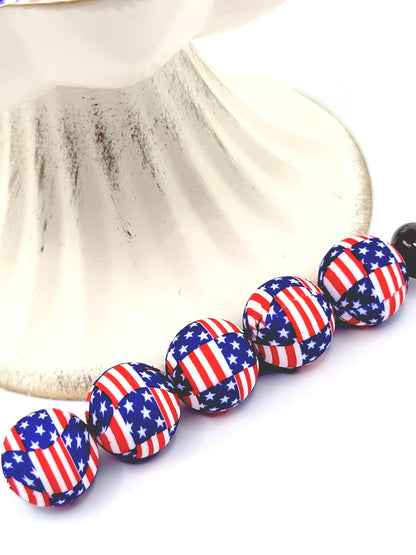 15mm Printed USA Flag Patriotic Silicone Beads – Round Fourth of July Beads for Pens & Wristlets