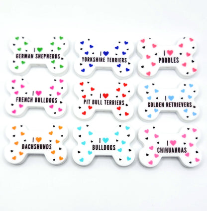 I Love Australian Shepherds Dog Bone Focal Bead - Dog Mom Silicone Bead (Set of 2)