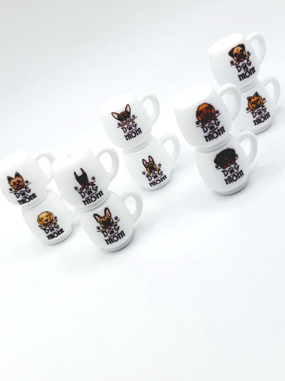 Yorkie Dog Mom 3D Cup Silicone Focal Bead – Dog Lover Pen Bead (Set of 1, 2 or 5)