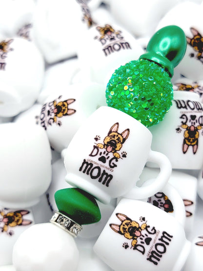 German Shepherd Dog Mom 3D Cup Silicone Focal Bead – Dog Lover Pen Bead (Set of 1, 2 or 5)