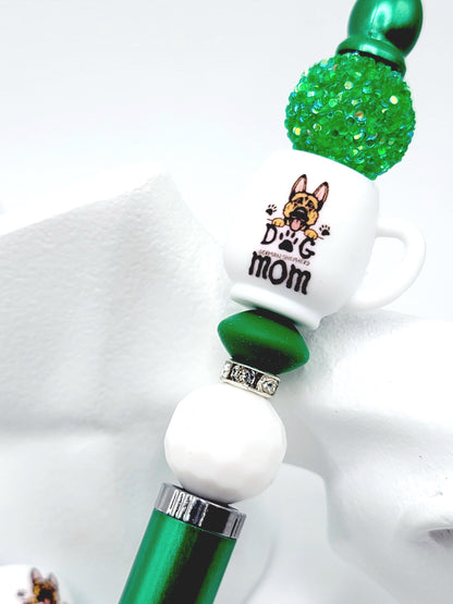 German Shepherd Dog Mom 3D Cup Silicone Focal Bead – Dog Lover Pen Bead (Set of 1, 2 or 5)