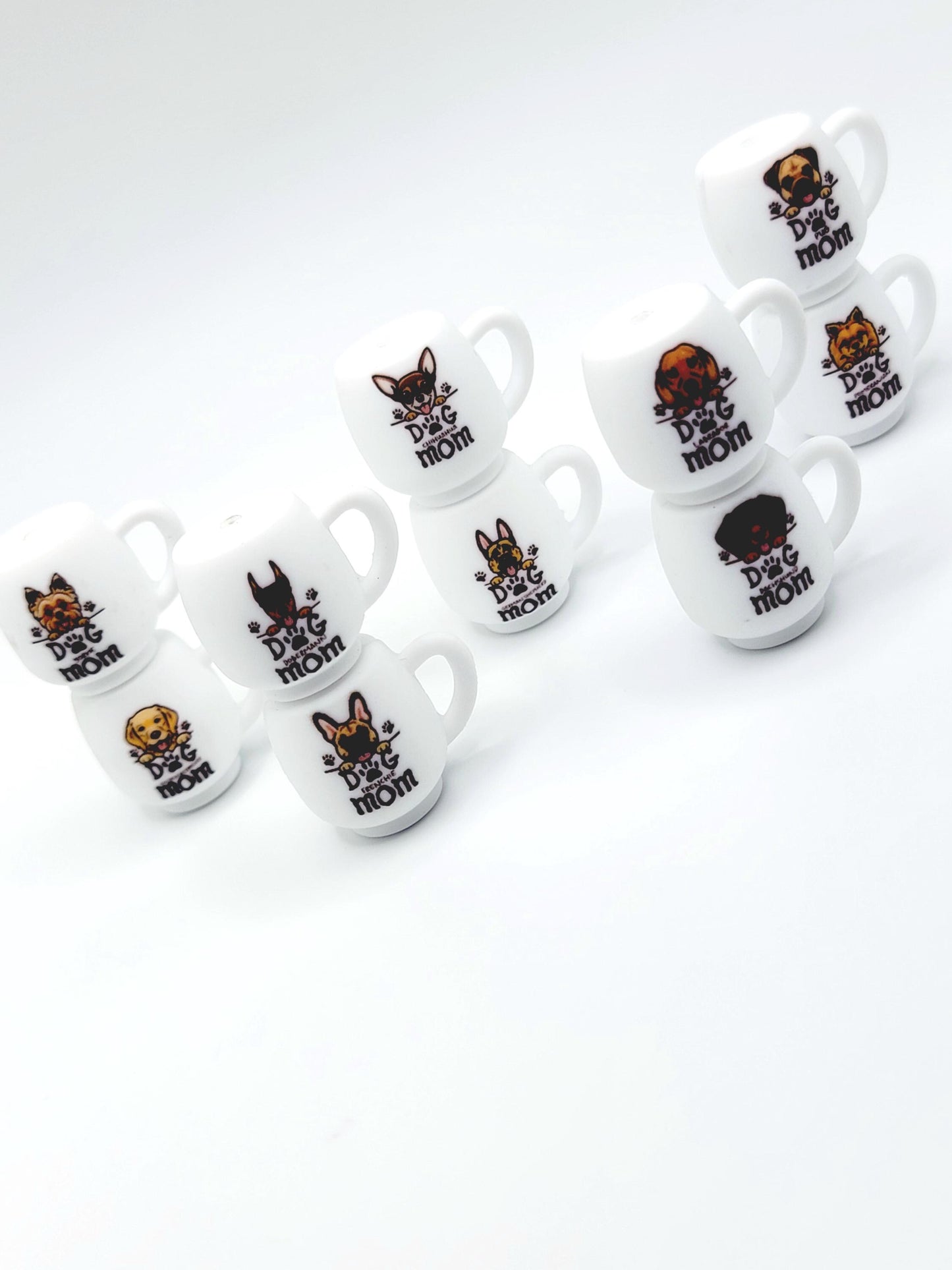 German Shepherd Dog Mom 3D Cup Silicone Focal Bead – Dog Lover Pen Bead (Set of 1, 2 or 5)