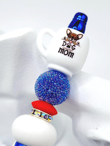 Chihuahua Dog Mom 3D Cup Silicone Focal Bead – Dog Lover Pen Bead (Set of 1, 2 or 5)